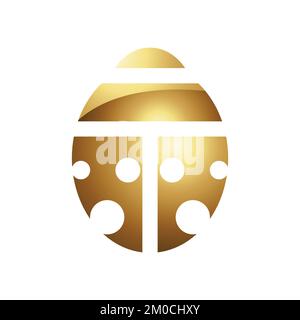 Golden Glossy Abstract Ladybug on a White Background Stock Vector