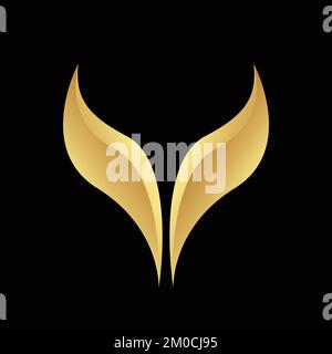 Golden Glossy Fish Tail on a Black Background Stock Vector