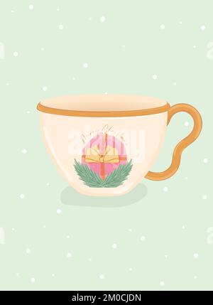 Isolated detailed empty christmas tea cup Vector Stock Vector