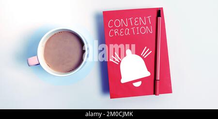 Writing displaying text Content Creation. Business showcase contribution of information to any digital media Stock Photo