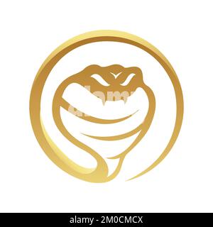 Golden Glossy Snake Icon on a White Background Stock Vector