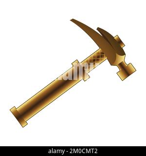 Golden Hammer on a White Background Stock Vector