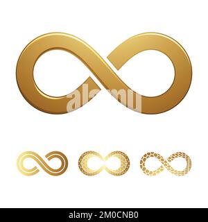Golden Infinity Symbols on a White Background Stock Vector