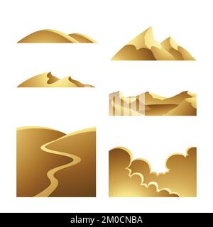 Golden Landscapes on a White Background Stock Vector