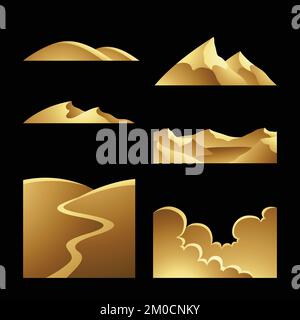 Golden Landscapes on a Black Background Stock Vector
