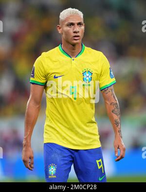 DOHA, 05-12-2022, Stadium , World Cup 2022 in Qatar , Round of 16, game  between Brazil and South Korea, Brazil player Richarlison with Raphinha  after scoring 3-0 (Photo by Pro Shots/Sipa USA Stock Photo - Alamy