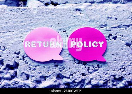 Conceptual display Return Policy. Word Written on Tax Reimbursement Retail Terms and Conditions on Purchase Stock Photo