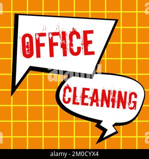 Handwriting text Office Cleaning. Word for the action or process of cleaning the inside of office building Stock Photo