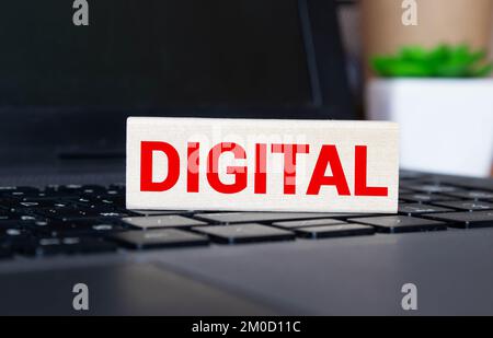 digital detox concept, words written on the sand of beach Stock Photo