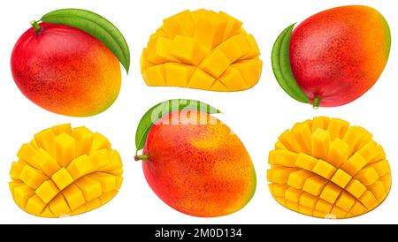 Mango fruits isolated on white background, collection Stock Photo