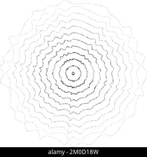 Texture concentric ripple circles set. Sonar or sound wave rings collection. Epicentre, target, radar icon concept. Radial signal or vibration Stock Vector