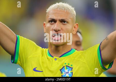DOHA, 05-12-2022, Stadium , World Cup 2022 in Qatar , Round of 16, game  between Brazil and South Korea, Brazil player Vinicius Junior celebrating  his goal 1-0 (Photo by Pro Shots/Sipa USA Stock Photo - Alamy