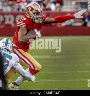 Santa Clara, USA. 14th Jan, 2023. San Francisco 49ers wide receiver Jauan  Jennings (15) and San Francisco 49ers running back Christian McCaffrey (23)  celebrate during the NFL Wildcard Game Saturday January 14