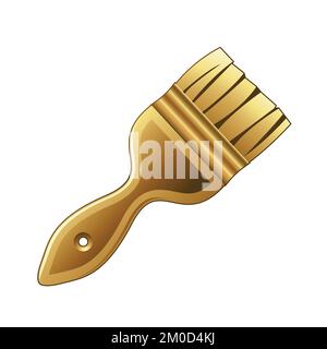 Golden Paint Brush on a White Background Stock Vector