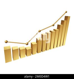 Golden Stat Bars on a White Background Stock Vector