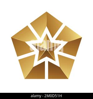 Golden Pentagon Star Icon on a White Background Stock Vector