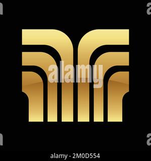 Golden Retro Stripes Icon on a Black Background Stock Vector