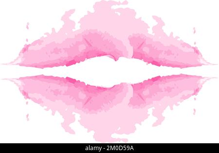 Abstract brush stroke in the shape of lips in trendy soft pink hues watercolor. Happy Valentines Day. Isolate. Suitable to background for web, poster, card, brochure, flyer, label or price tag. EPS Stock Vector