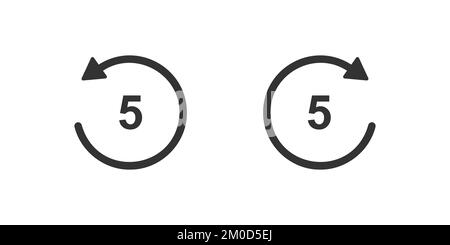 Rewind and fast forward icons with circle arrows and seconds numbers ...