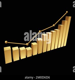 Golden Stat Bars on a Black Background Stock Vector