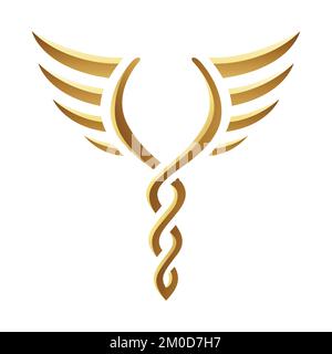 Golden Twisted Torch with Wings on a White Background Stock Vector