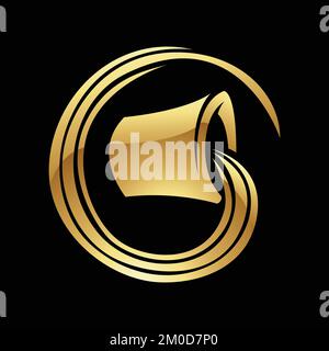 Golden Zodiac Star Sign of Aquarius on a Black Background Stock Vector
