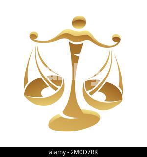 Golden Zodiac Sign Libra on a White Background Stock Vector