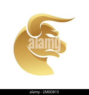 Golden Zodiac Sign Taurus on a White Background Stock Vector