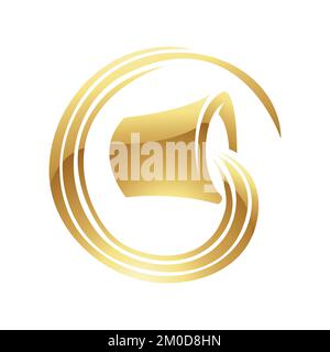 Golden Zodiac Sign Aquarius on a White Background Stock Vector