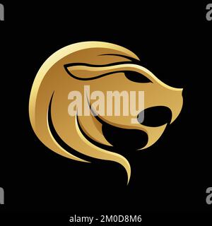 Golden Zodiac Sign Leo on a Black Background Stock Vector