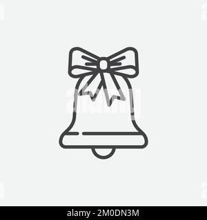 Bell with red bow icon. Christmas bell symbol. Happy new year and christmas desig element. Vector illustration. Stock Vector