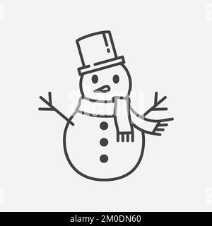 Snowman with hat vector. Snowman icon template. Winter symbol icon. Christmas and New Year greeting card design element. Vector illustration Stock Vector