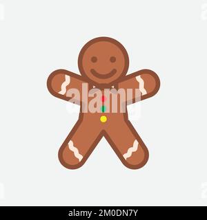 Gingerbread man cookie icon. Happy new year decoration. Merry christmas design element. New year and xmas celebration. Vector illustration Stock Vector