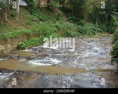 The Bogoda Wooden Bridge was built in the 16th century during the Dambadeniya era. This is said to be the oldest surviving wooden bridge in Sri Lanka. Stock Photo