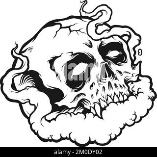 Stoner Skull Monochrome Clipart vector illustrations for your work logo, merchandise t-shirt, stickers and label designs, poster, greeting cards Stock Vector