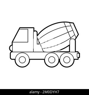 Vector Illustration of a cement mixer. Icon style with black outline. Logo design. Coloring book for children Stock Vector