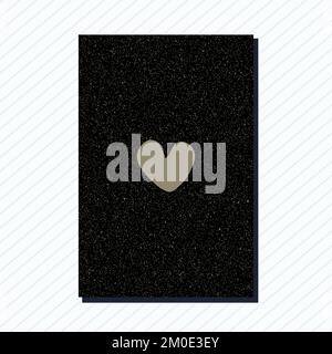 Heart love shape hand drawn with dust shine black night sky galaxy romance card abstract background. Stock Vector