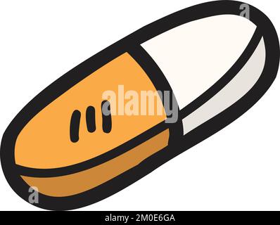 Hand Drawn capsule pill illustration isolated on background Stock Vector