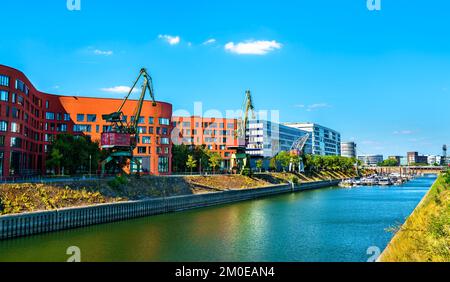 Inner Harbour of Duisburg in North Rhine-Westphalia, Germany Stock Photo