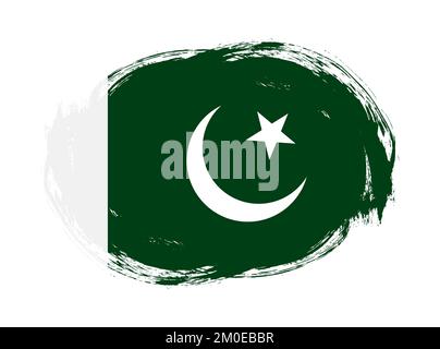Pakistan flag in stroke brush heart shape on white background Stock ...
