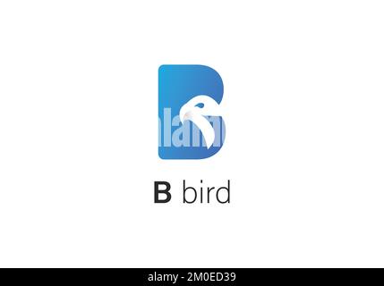 Initial letter b with bird shape inside logo Vector Image, initial letter B logo design with bird Stock Vector