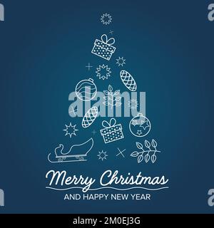 image of christmas tree is composed of branch, star, snowflake, glass ...