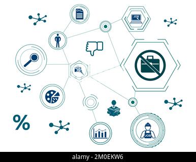 Concept of unemployment with connected icons Stock Photo - Alamy