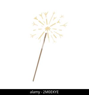Hand drawn cute isolated clip art illustration of firework stick Stock Vector
