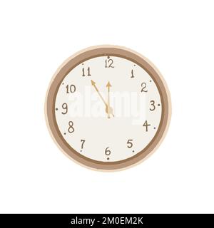 Hand-drawn cute isolated clip art illustration of New Year countdown clock Stock Vector