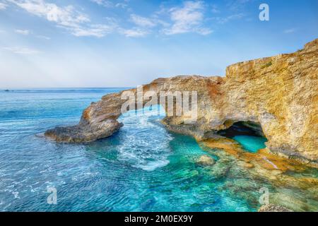 Landscape with Bridge of Lovers, Agia Napa, Cyprus Stock Photo