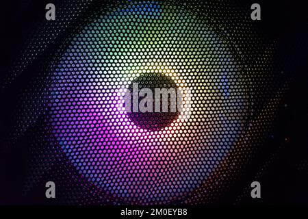 Colorful neon rgb compuret fan cooler technology system closeup Stock Photo