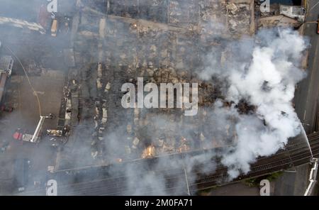 Firefighters at the scene of a major incident at a derelict factory in ...