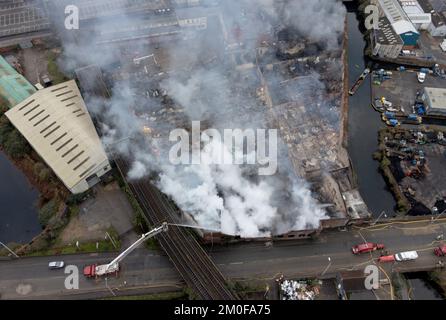 Firefighters at the scene of a major incident at a derelict factory in ...