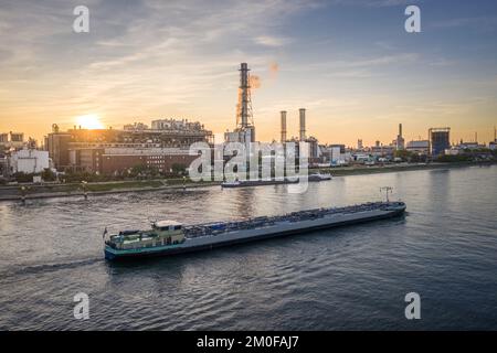 BASF in Mannheim at the river mouth of the Neckar into the Rhine, Germany, Baden-Wuerttemberg Stock Photo